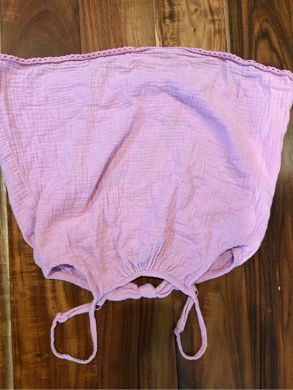 Cat & Jack Lavender Gauze top with adjustable straps and tie in back.